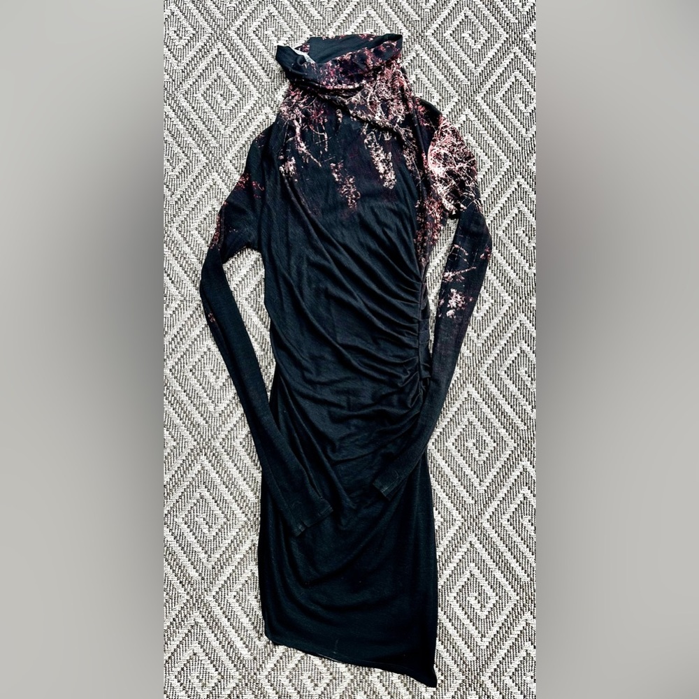 Helmut Lang Asymmetric Cowl Neck Dress